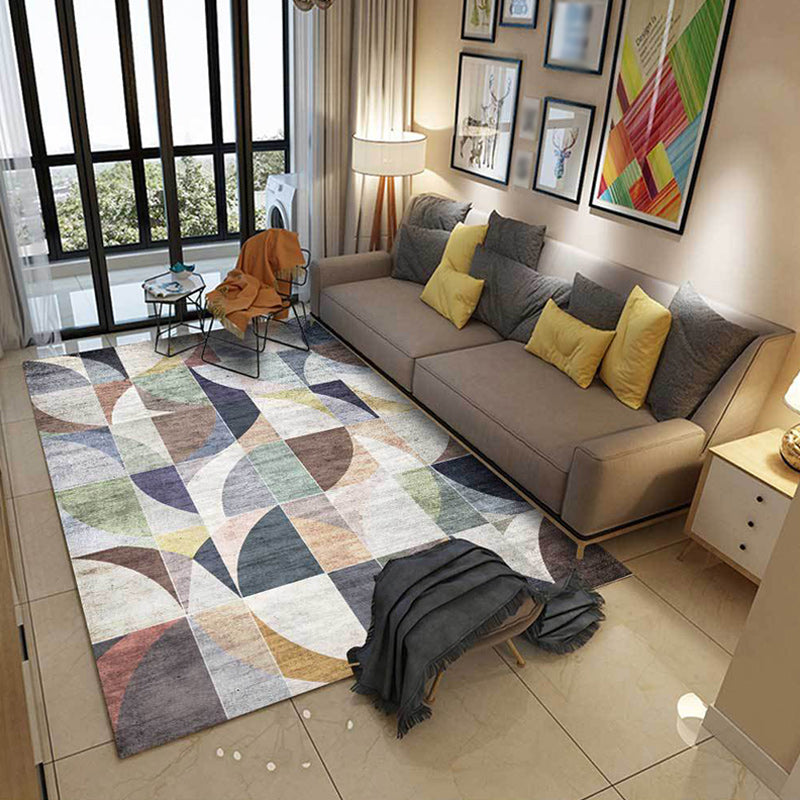 Stylish color box geometric pattern rug multicolor novelty rug polyester washable non-slip rug for the living room | Bowlift