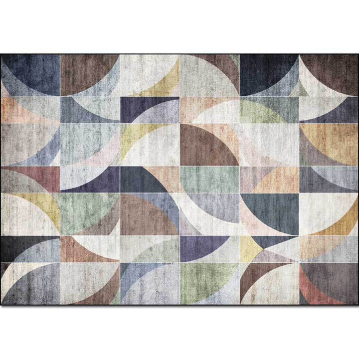 Stylish color box geometric pattern rug multicolor novelty rug polyester washable non-slip rug for the living room | Bowlift