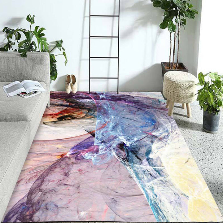 Funky Abstract Rug Purple Simple Rug Polyester Washable Non-slip Mat Rug for Bedroom | Bowlift