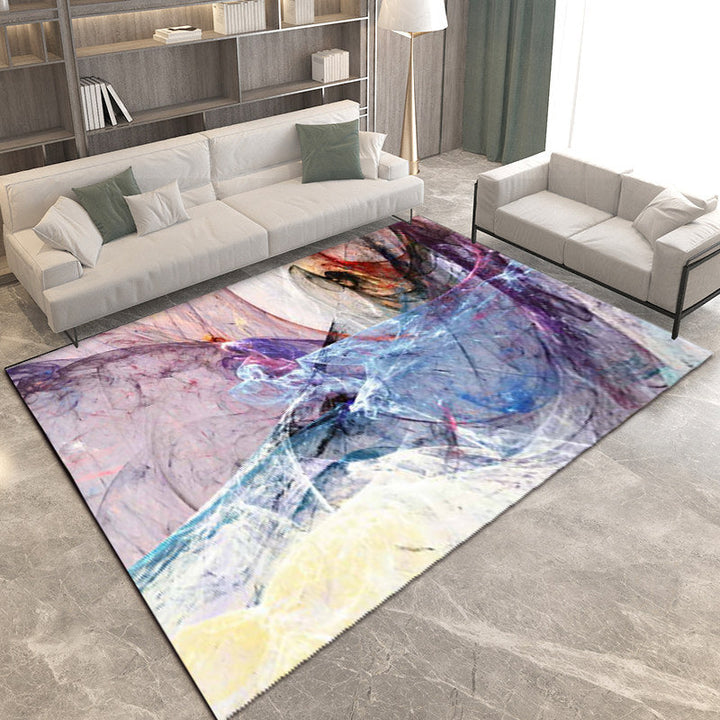 Funky Abstract Rug Purple Simple Rug Polyester Washable Non-slip Mat Rug for Bedroom | Bowlift
