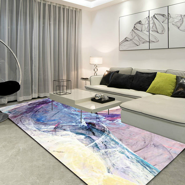 Funky Abstract Rug Purple Simple Rug Polyester Washable Non-slip Mat Rug for Bedroom | Bowlift