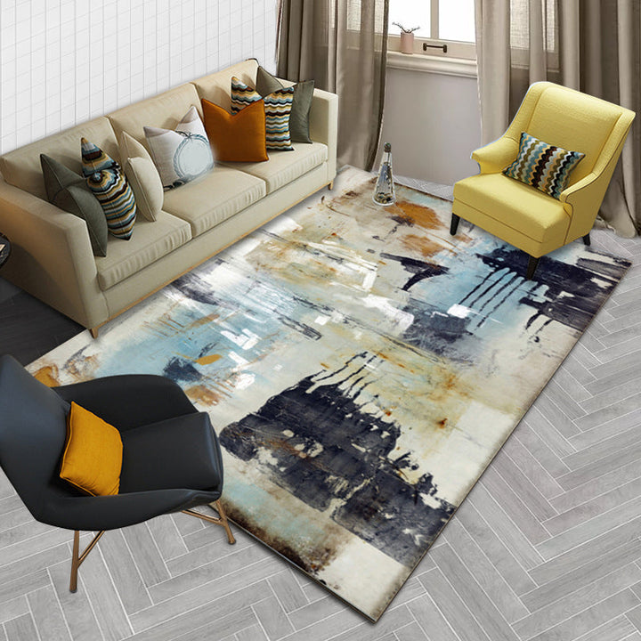 Unique watercolor pattern rug Beige casual rug Polyester washable rug for the bedroom | Bowlift