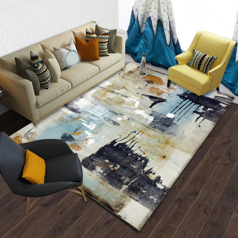 Unique watercolor pattern rug Beige casual rug Polyester washable rug for the bedroom | Bowlift
