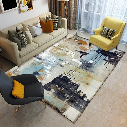 Unique watercolor pattern rug Beige casual rug Polyester washable rug for the bedroom | Bowlift