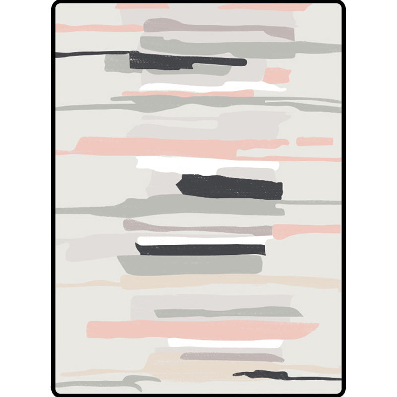 Gray and Pink Simple Rug Polyester Watercolor Print Rug Machine Washable Non-Slip Rug for the Living Room | Bowlift