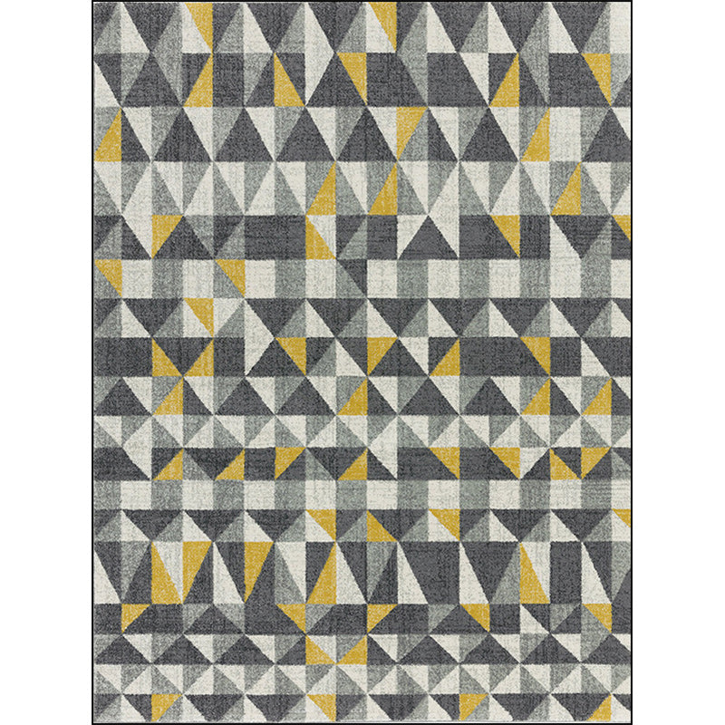 Gray and Yellow Contemporary Rug Polyester Geometric Print Rug Washable Non-Slip Back Rug for Living Room | Bowlift