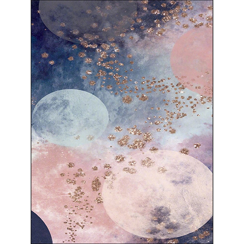 Creative Moon Pattern Rug Pink and Blue Modern Rug Polyester Washable Non-Slip Edge Rug for the Living Room | Bowlift