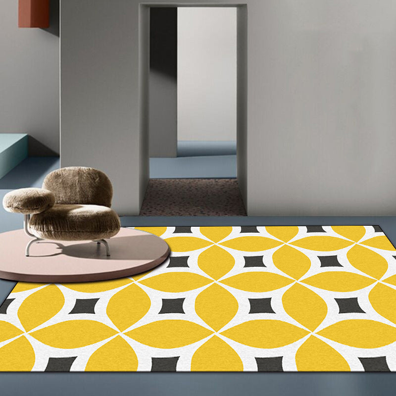 Unique geometric pattern rug Orange and Blue Modern rug Polyester Washable Non-slip backing Rug for the living room | Bowlift