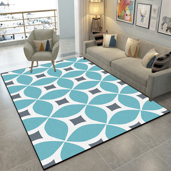 Unique geometric pattern rug Orange and Blue Modern rug Polyester Washable Non-slip backing Rug for the living room | Bowlift