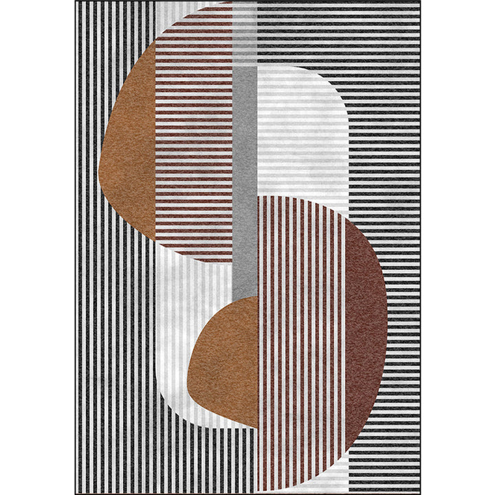 Multicolored Bedroom Rug Modern Color Block Stripe Pattern Area Rug Polyester Stain Resistant Machine Washable Rug | Bowlift