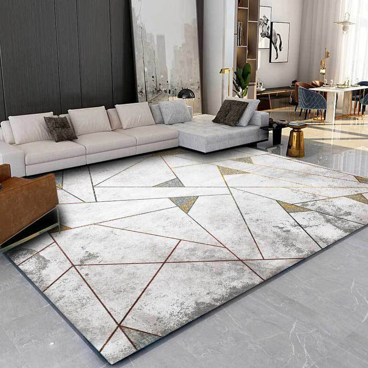 Gray contemporary rug polyester geometric pattern rug washable non-slip backing rug for the living room | Bowlift
