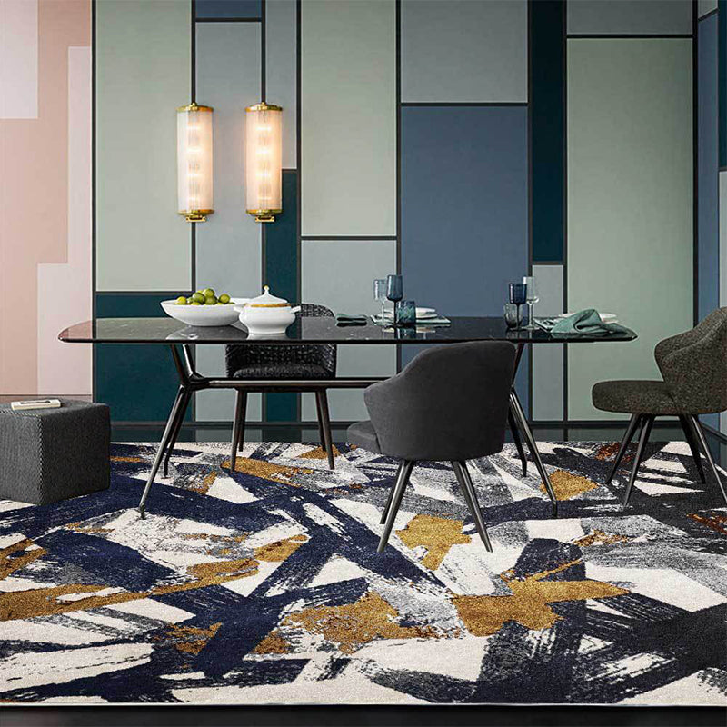 Modern Living Room Rug Multicolor Abstract Painting Striped Pattern Rug Polyester Washable Area Rug | Bowlift