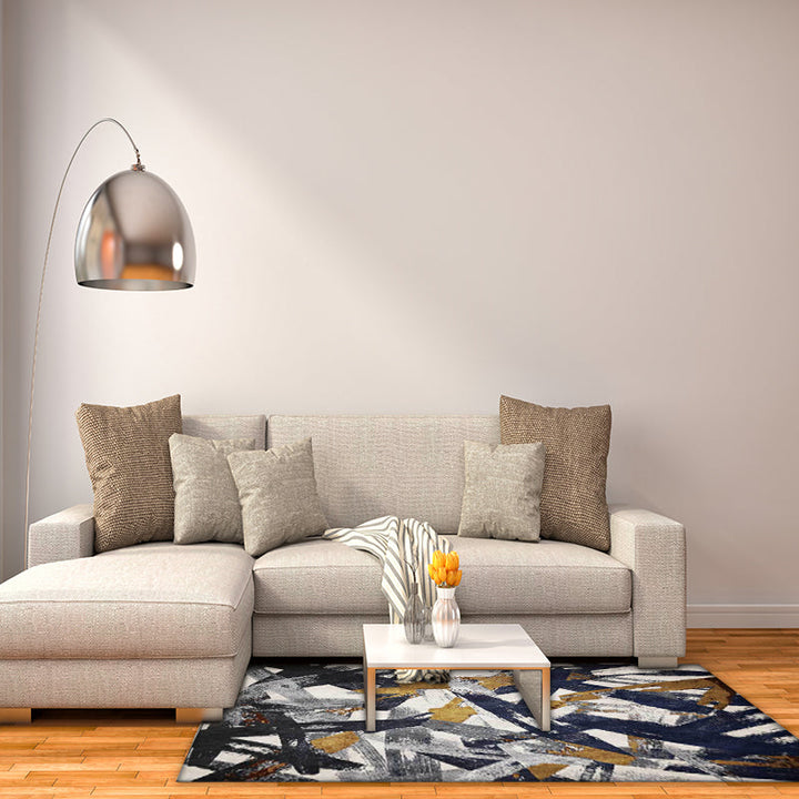 Modern Living Room Rug Multicolor Abstract Painting Striped Pattern Rug Polyester Washable Area Rug | Bowlift