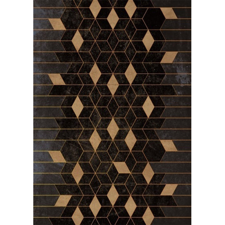Funky Geometric Print Rug Black and Yellow Modern Rug Polyester Washable Non-Slip Back Rug for Living Room | Bowlift