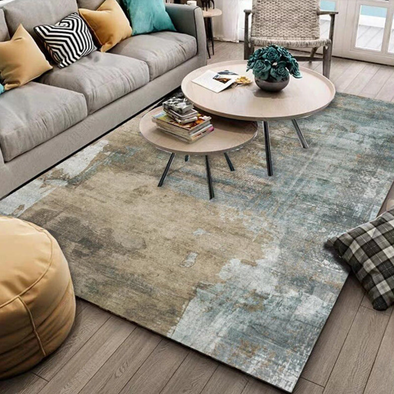 Whitewash Abstract Carpet Light Camel Industrial Carpet Polyester Washable Non-slip Underlay Rug for Living Room | Bowlift
