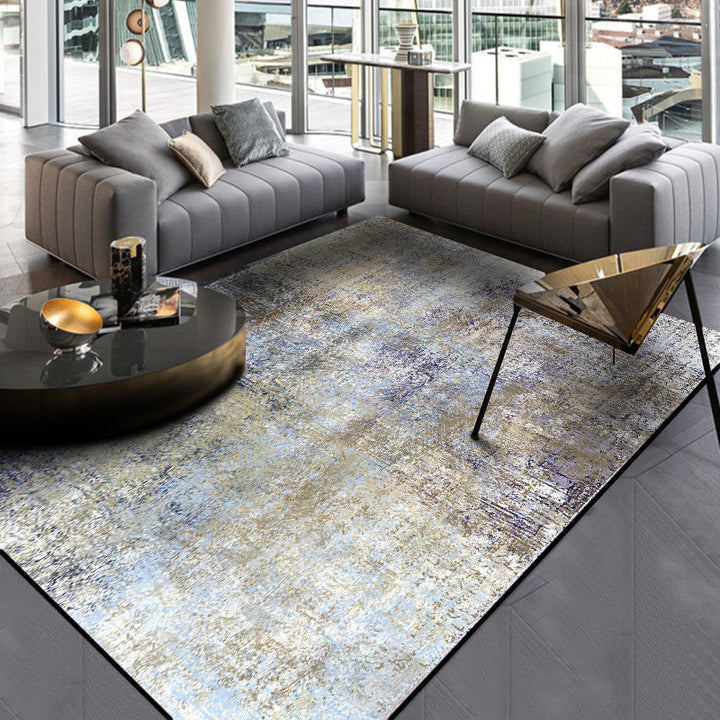 Gold and Gray Industrial Carpet Polyester Abstract Carpet Washable Non-Slip Underlay Carpet for the Living Room | Bowlift