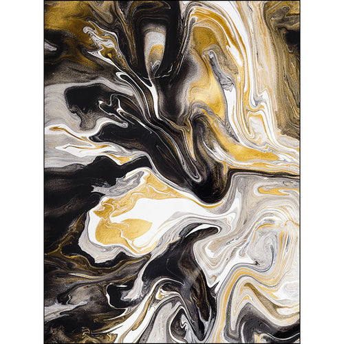 Unique watercolor pattern rug black and yellow novelty rug polyester washable non-slip backing rug for the living room | Bowlift