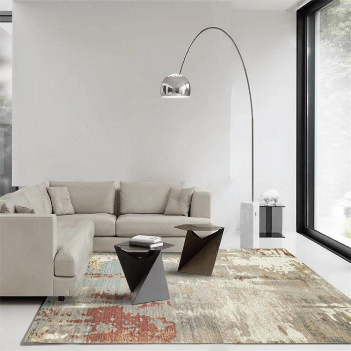 Whitewash Abstract Rug Light Apricot Industrial Rug Polyester Washable Non-slip Underlay Rug for the Living Room | Bowlift