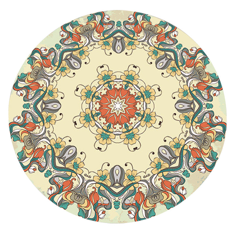 Vintage Floral Print Rug Yellow Flannel Rug Machine Washable Non-Slip Rug for the Bedroom | Bowlift