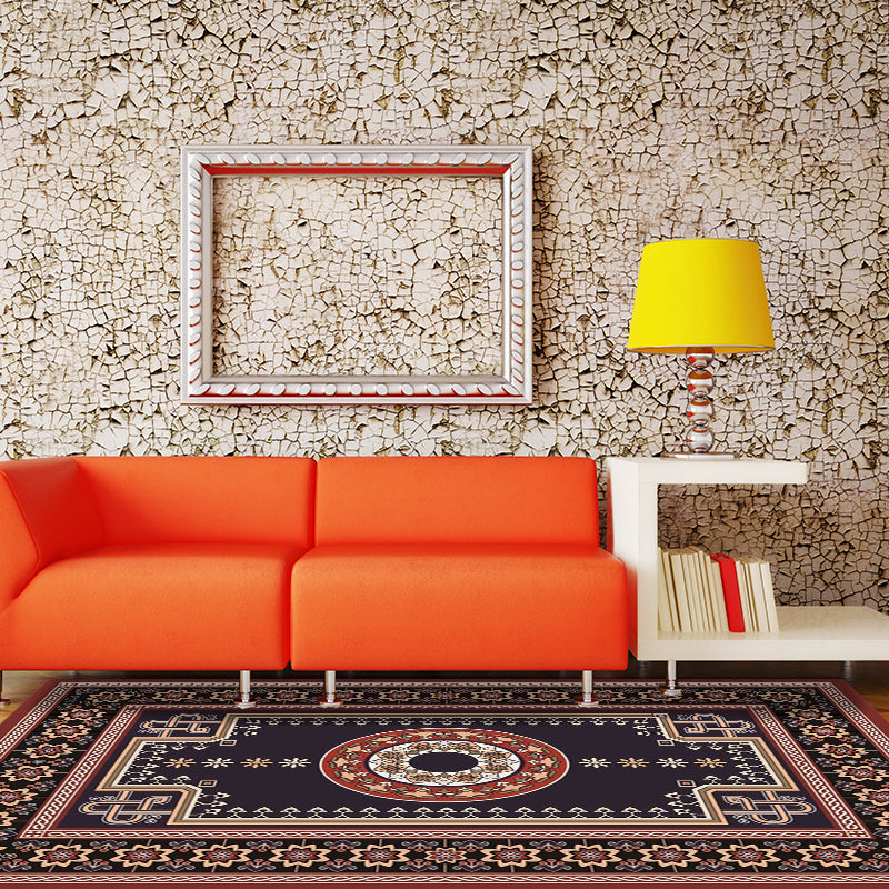 BowLift | Moroccan Living Room Rug in Brown Medallion Flower Pattern Carpet Polyester Non-slip Washable Rug