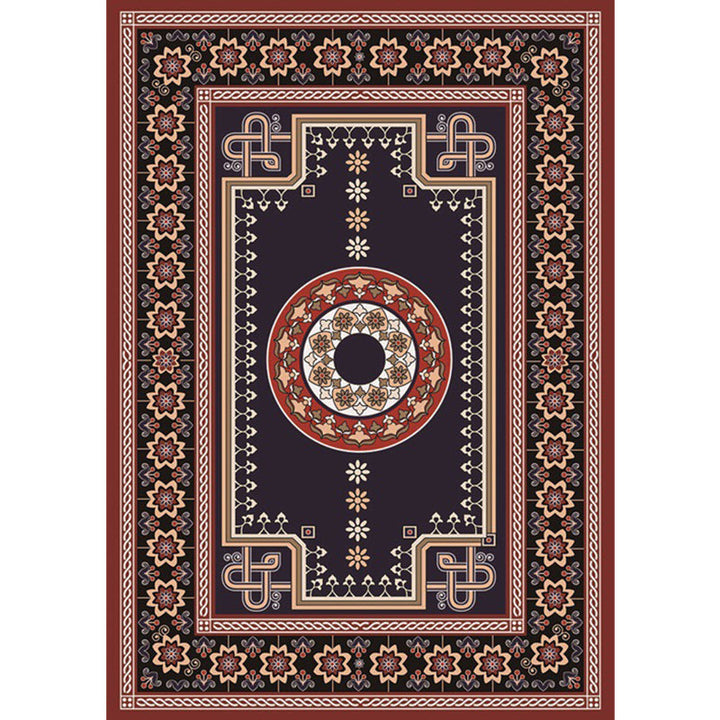 BowLift | Moroccan Living Room Rug in Brown Medallion Flower Pattern Carpet Polyester Non-slip Washable Rug