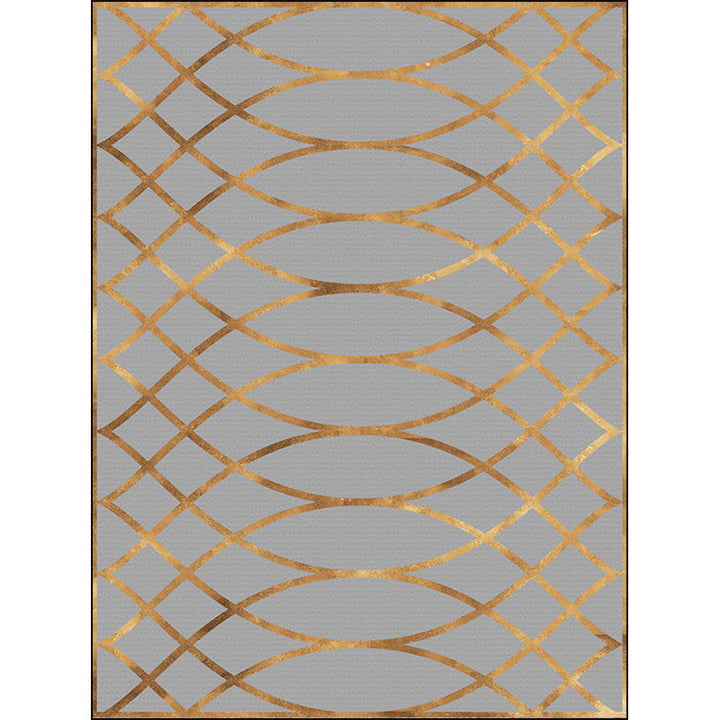 Contemporary geometric pattern rug gray and gold polyester rug machine washable non-slip backing rug for the bedroom | Bowlift