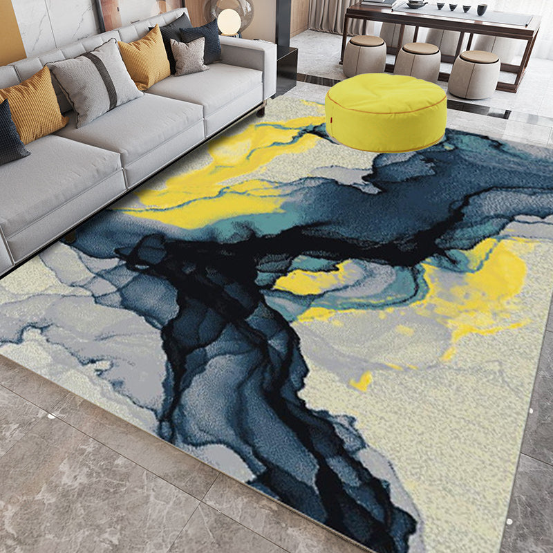 Contemporary watercolor pattern rug Multicolored polyester rug Washable rug for the living room | Bowlift