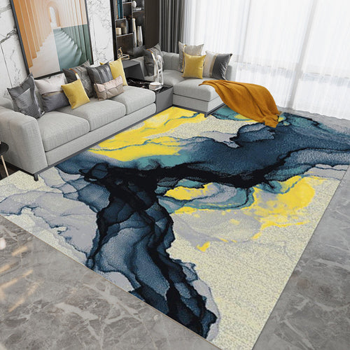 Contemporary watercolor pattern rug Multicolored polyester rug Washable rug for the living room | Bowlift