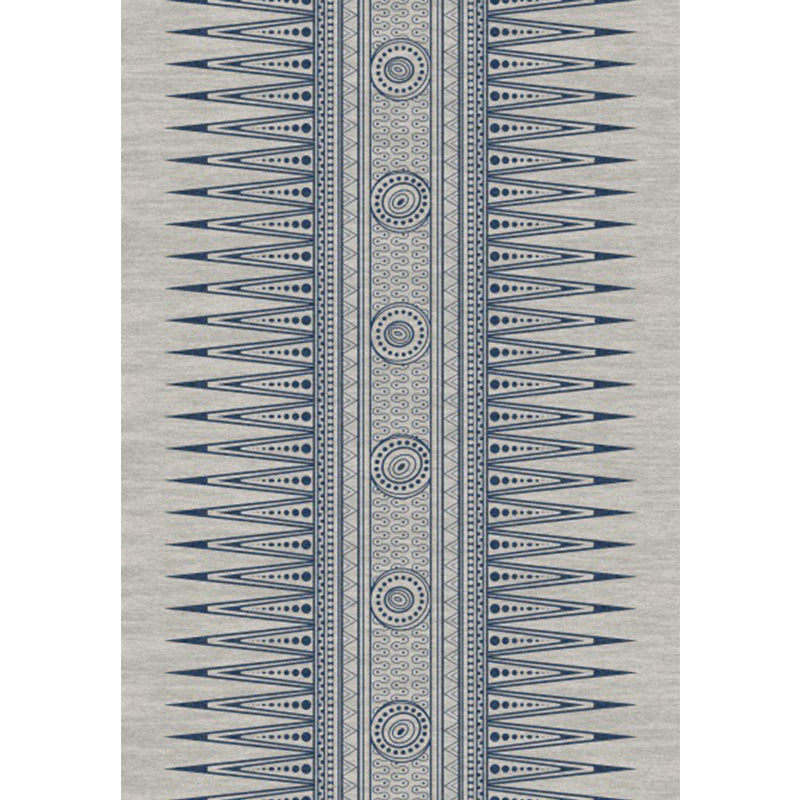 BowLift | Southwest Living Room Rug in Gray Tribal Triangle Circle Pattern Rug Polyester Non-Slip Pet Friendly Area Rug