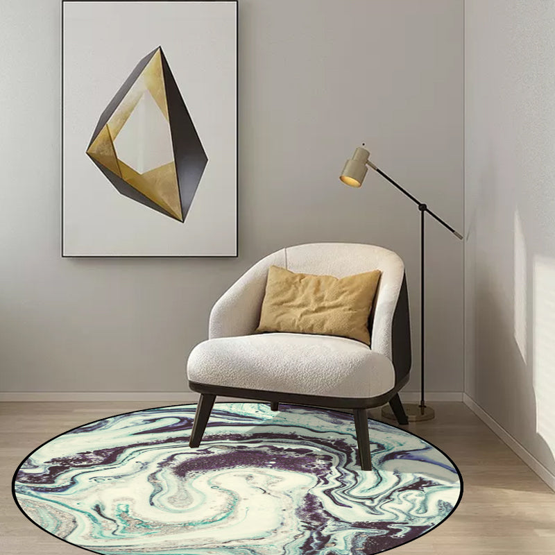 Teal Bedroom Rug Modern Abstract Marble Pattern Area Rug Polyester Machine Washable Stain Resistant Rug | Bowlift