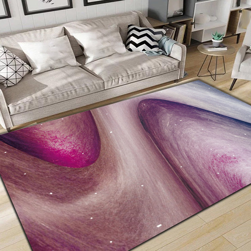 Simple modern rug in purple abstract galaxy pattern rug polyester machine washable non-slip rug for home decor | Bowlift
