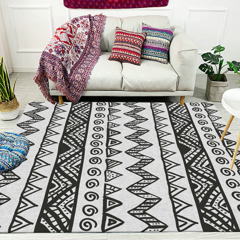 BowLift | Americana Southwestern Rug in gray triangle diamond pattern rug polyester pet-friendly rug for home decoration