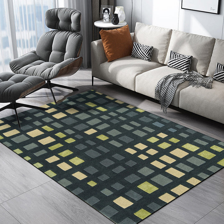 BowLift | Simple novelty carpet in green checkered pattern Carpet Polyester Non-slip Stain-resistant rug for home decoration