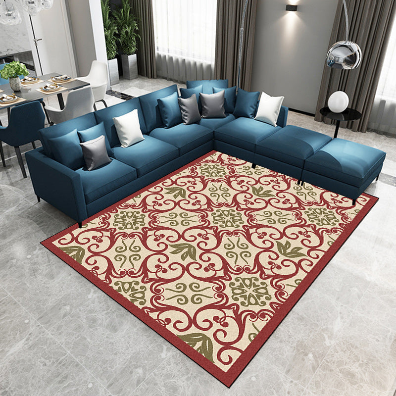 BowLift | Moroccan Living Room Rug Multi-colored Pattern Printed Rug Polyester Pet-friendly Stain-resistant Area Rug