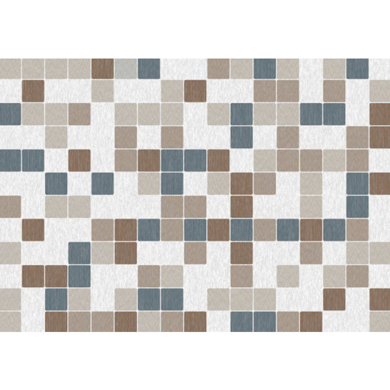 Minimalist Modern Rug in Ivory Check Pattern Rug Polyester Washable Non-Slip Rug for Home Decor | Bowlift