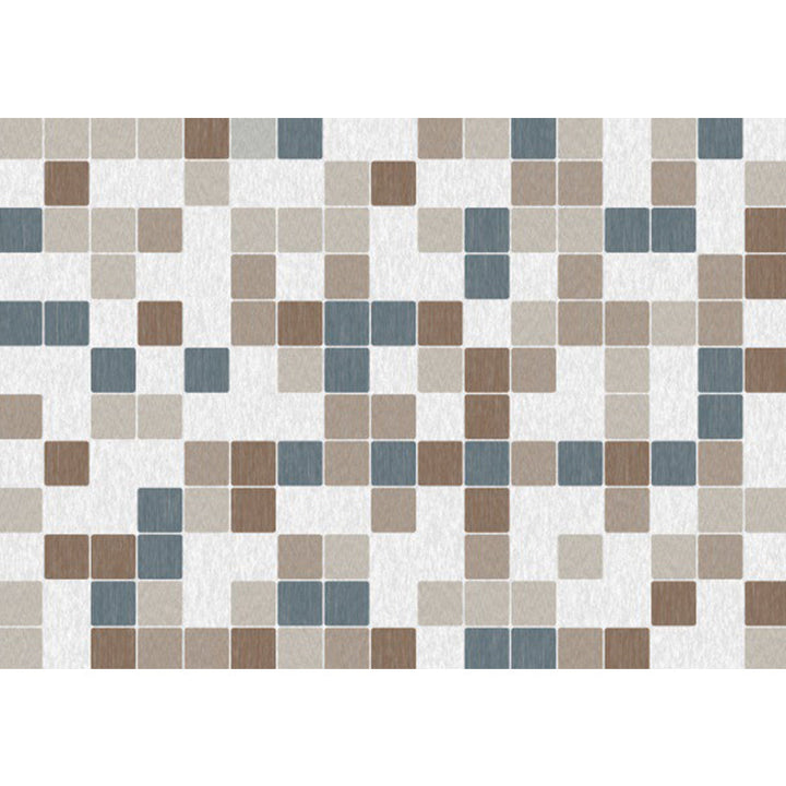 Minimalist Modern Rug in Ivory Check Pattern Rug Polyester Washable Non-Slip Rug for Home Decor | Bowlift