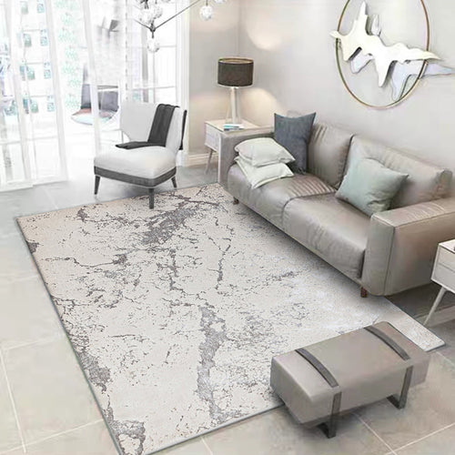 Nordic Modern Rug in Ivory Abstract Marble Pattern Rug Polyester Machine Washable Non-Slip Rug for Home Decor | Bowlift