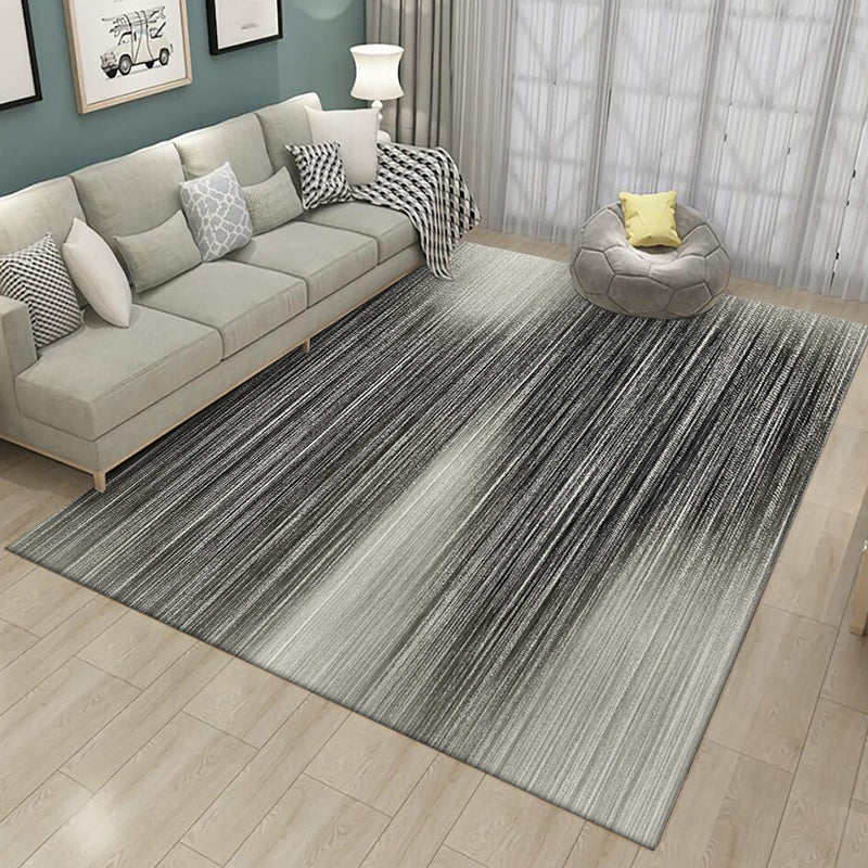 Black-and-white bedroom carpet Modern abstract pinstripe pattern carpet Polyester non-slip backing washable carpet | Bowlift