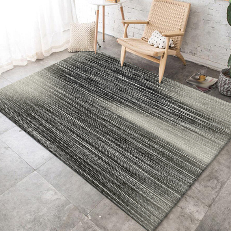 Black-and-white bedroom carpet Modern abstract pinstripe pattern carpet Polyester non-slip backing washable carpet | Bowlift