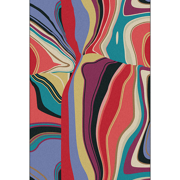 Multicolored Bedroom Rug Modern Abstract Twisted Line Pattern Area Rug Polyester Washable Non-slip Rug | Bowlift