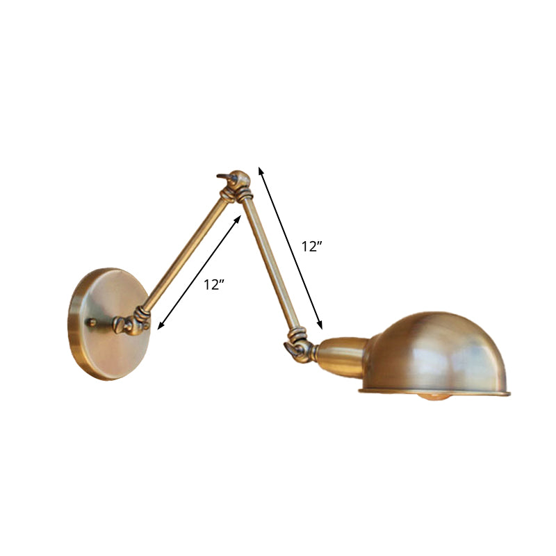 BowLift | Retro Dome Wall Lamp 1 Bulb Metal Wall Lighting with Swingarm in Brass/Chrome for Bathroom