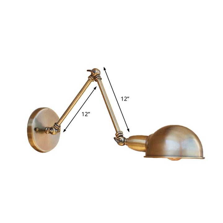 BowLift | Retro Dome Wall Lamp 1 Bulb Metal Wall Lighting with Swingarm in Brass/Chrome for Bathroom