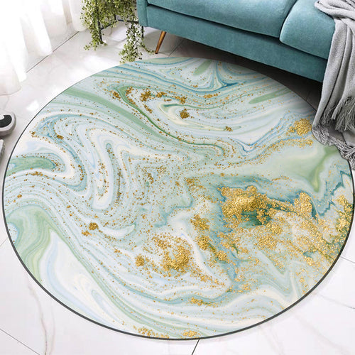Casual modern rug in green abstract sea water design rug polyester machine washable rug for home decor | Bowlift