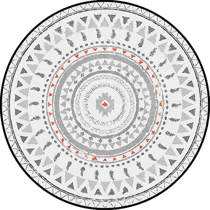 BowLift | Gray Bedroom Rug Southwestern Circle Triangle Pattern Area Rug Polyester Pet-Friendly Rug