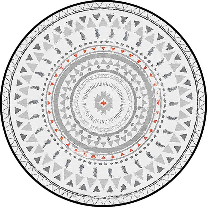 BowLift | Gray Bedroom Rug Southwestern Circle Triangle Pattern Area Rug Polyester Pet-Friendly Rug