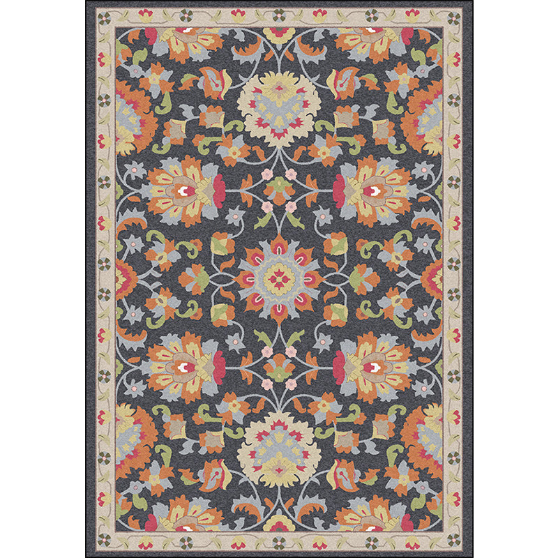 Persian Moroccan carpet in ivory and gray with floral leaf pattern carpet polyester washable carpet for home decoration | Bowlift