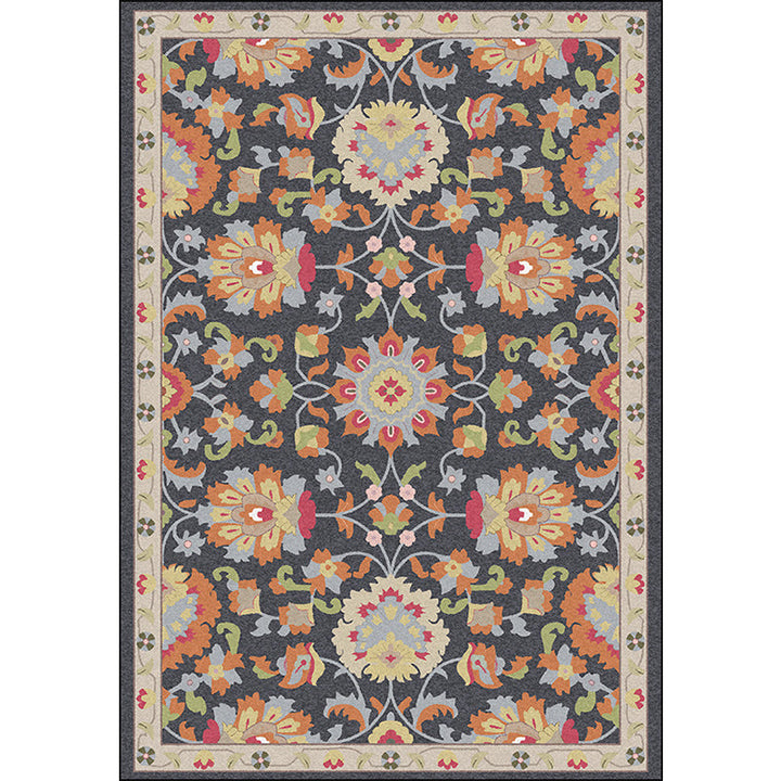 Persian Moroccan carpet in ivory and gray with floral leaf pattern carpet polyester washable carpet for home decoration | Bowlift