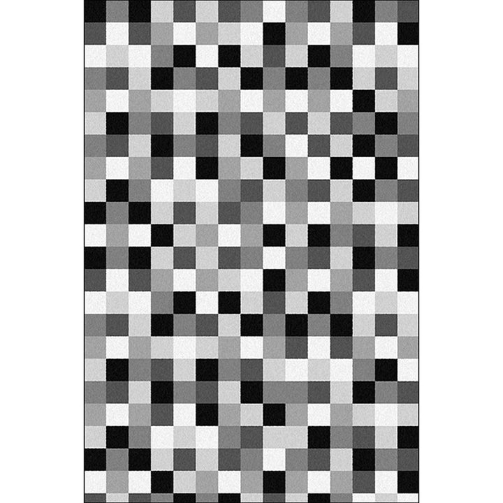 Contemporary modern rug in black and white with a small damage pattern polyester rug pet-friendly rug for home decor | Bowlift