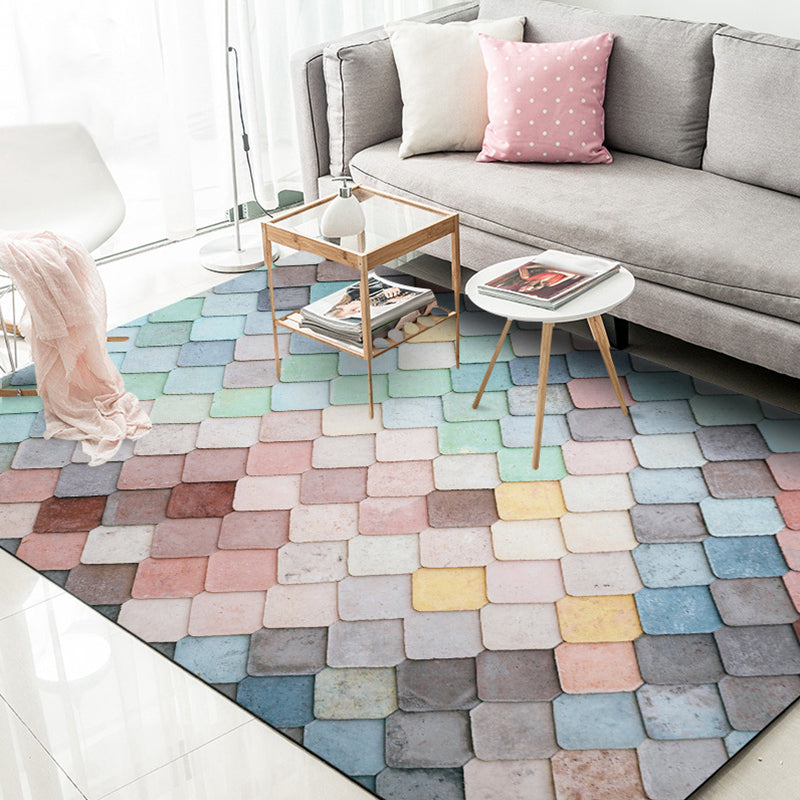 Modern living room rug Colorful scales diamond print rug Polyester stain-resistant area rug | Bowlift