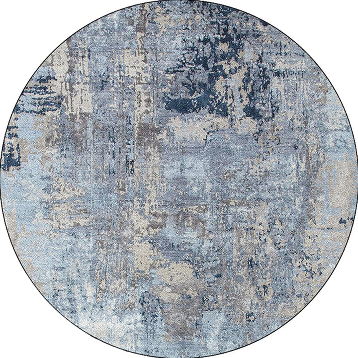 Blue Bedroom Rug Modern Abstract Paint Pattern Area Rug Polyester Stain Resistant Washable Rug | Bowlift